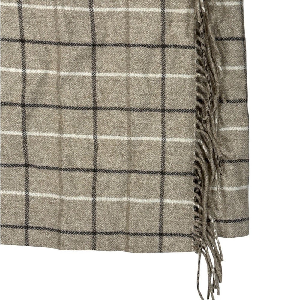 Brooks Brothers Wool Blend Windowpane Fringed Wrap Skirt Women's Size 8 - Picture 4 of 10